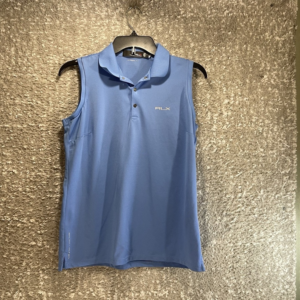 RLX Ralph Lauren Women Golf Sleeveless Polo Top Blue M Sporty Preppy